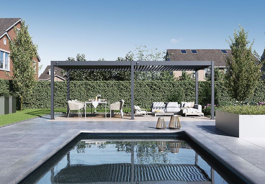 Porchenzo Paros Max aluminium Pergola7.2x3.6 - Anthrazit Foto von Porchenzo Paros Max aluminium Pergola7.2x3.6 - Anthrazit