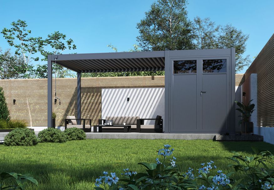 Foto van Porchenzo Paros met berging 6x3 - antraciet