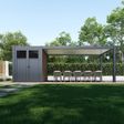 Foto van Porchenzo tuinhuis met overkapping Prestige 7.2x3 - teak