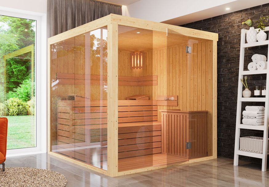 Azalp Prisma elementsauna 169x135 cm, vuren Foto van Azalp Prisma elementsauna 169x135 cm, vuren