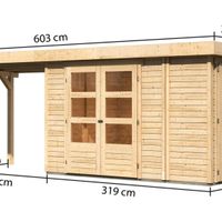 Foto der Karibu 82952 Retola 2 Gartenhaus mit Seitenmarkise 280