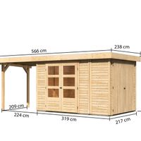 Foto der Karibu 82952 Retola 2 Gartenhaus mit Seitenmarkise 280