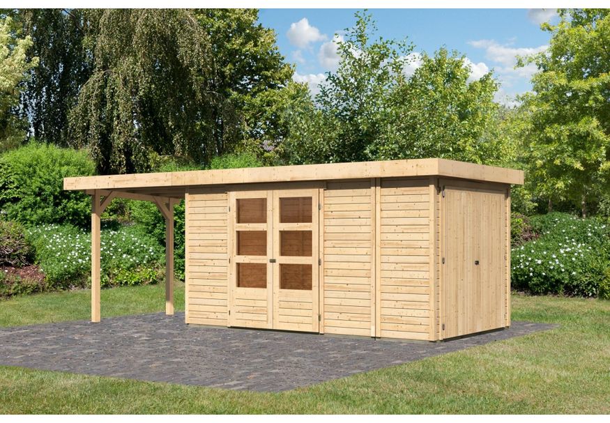 Foto van Karibu Retola 5 tuinhuis met overkapping 240 cm (82965)