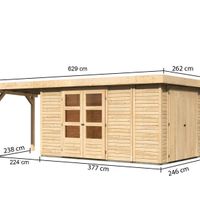 Foto der Karibu 82968 Retola 6 Gartenhaus mit Seitenmarkise 240