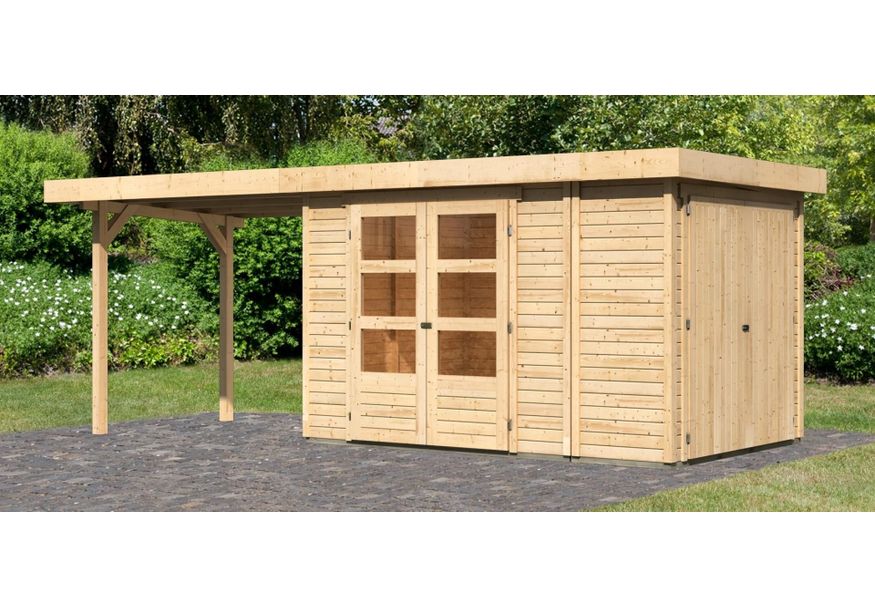 Karibu Retola 3 tuinhuis met overkapping 280 cm (82958) Foto van Karibu Retola 3 tuinhuis met overkapping 280 cm (82958)