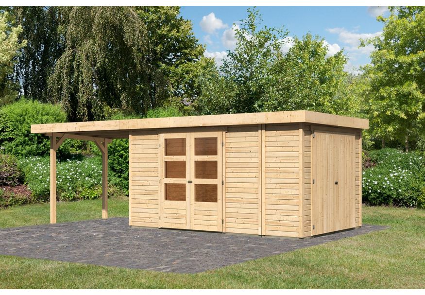 Karibu Retola 6 tuinhuis met overkapping 280 cm (82969) Foto van Karibu Retola 6 tuinhuis met overkapping 280 cm (82969)