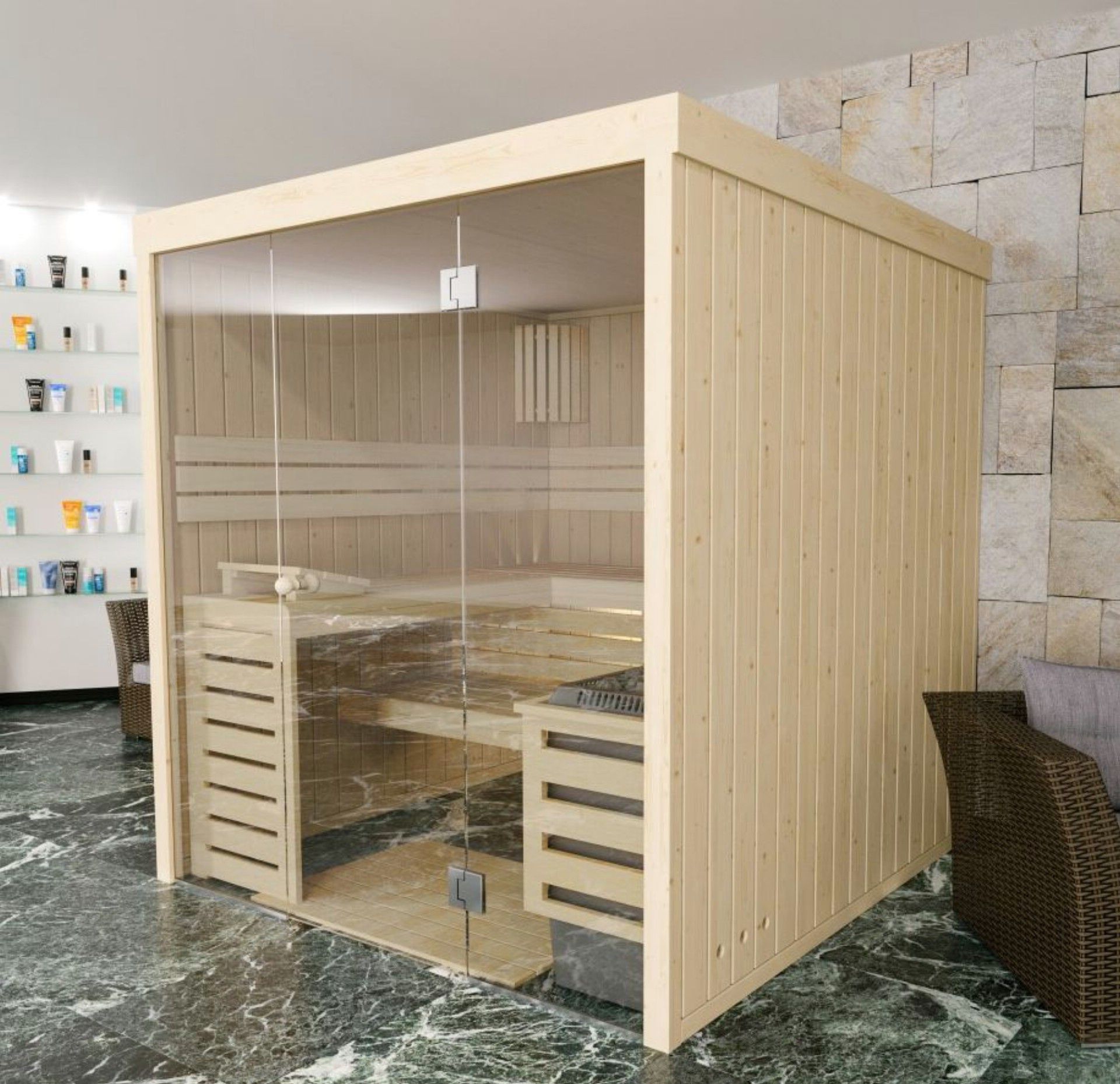 Foto van Azalp massieve sauna Rio Glass