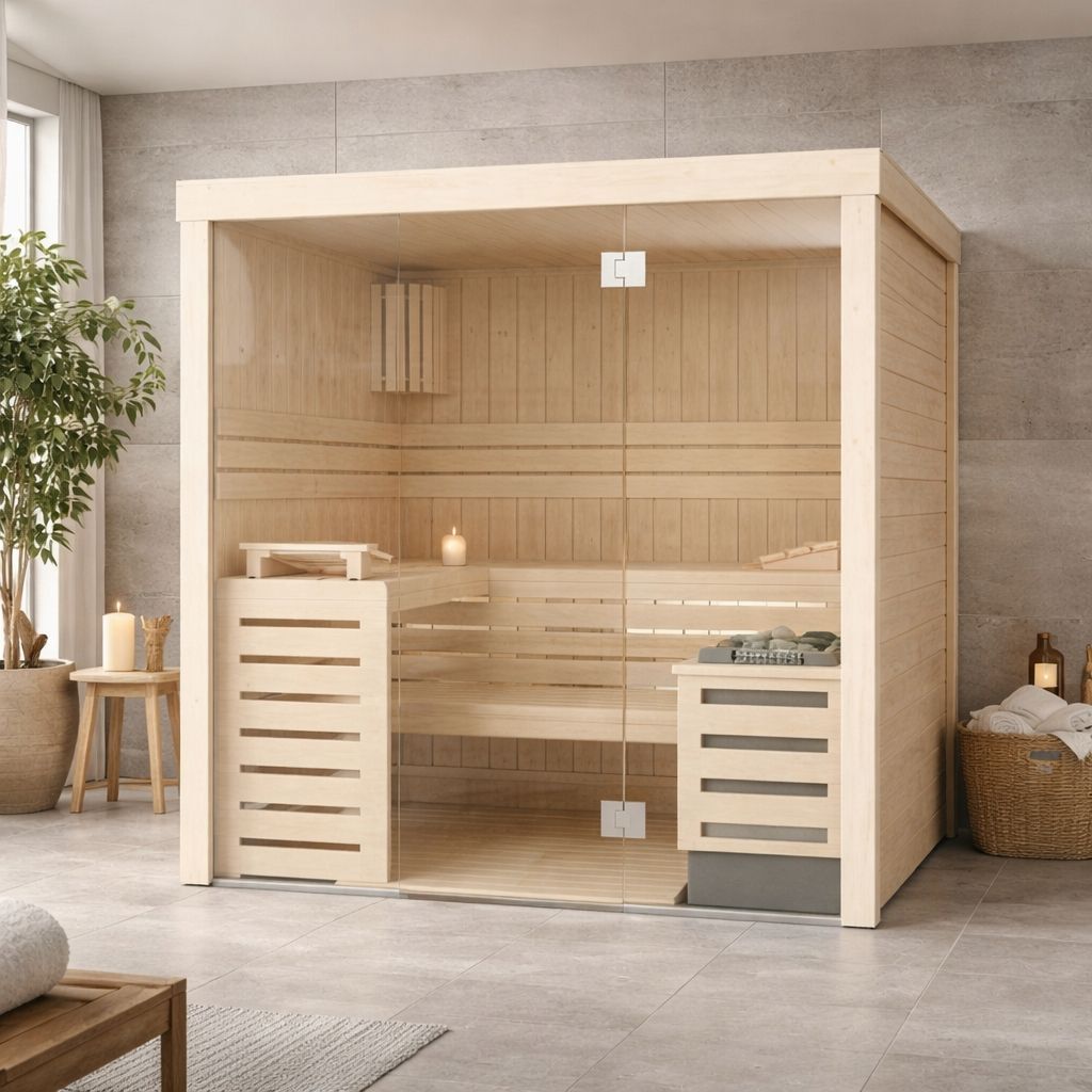 Foto van Azalp massieve sauna Rio Glass 131x171.5 cm