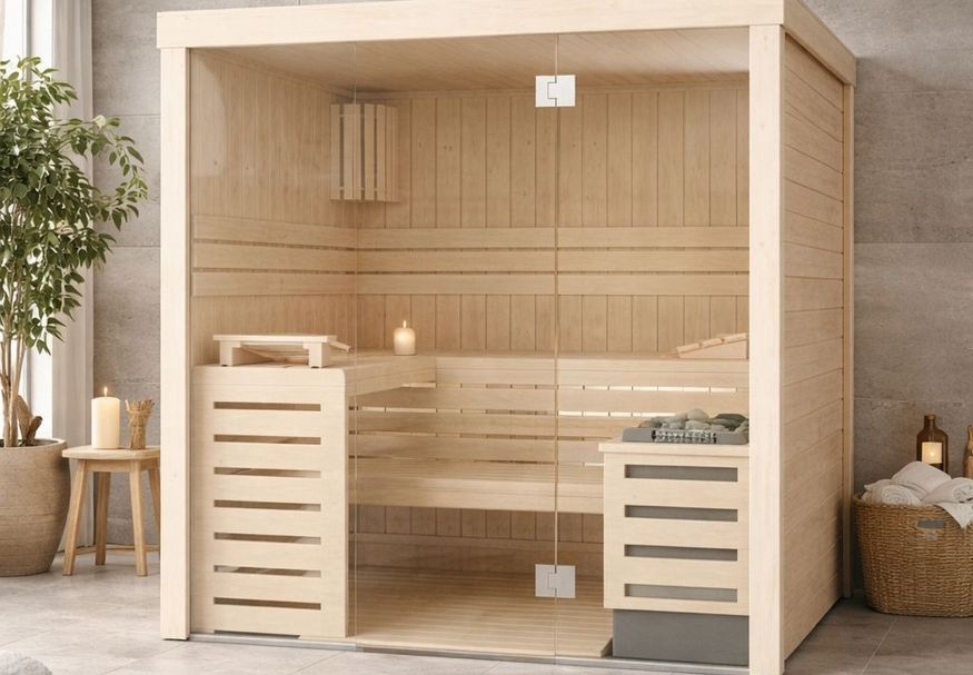 Foto von Azalp massive sauna Rio Glass 131x131 cm