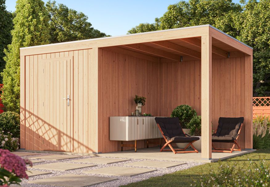 WoodAcademy Gartenhaus mit Terrasse Robijn Essential 500x300 cm Foto von WoodAcademy Gartenhaus mit Terrasse Robijn Essential 500x300 cm