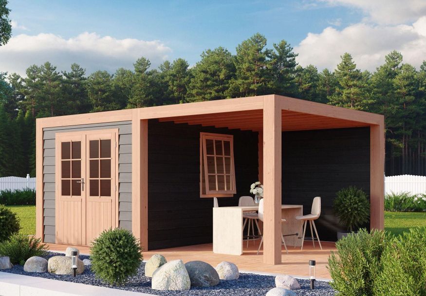 WoodAcademy Gartenhaus mit Überdachung Sapphire Excellent nero 500x300 cm Foto von WoodAcademy Gartenhaus mit Überdachung Sapphire Excellent nero 500x300 cm