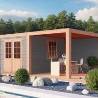 Foto van WoodAcademy tuinhuis met overkapping Sapphire Excellent grigio