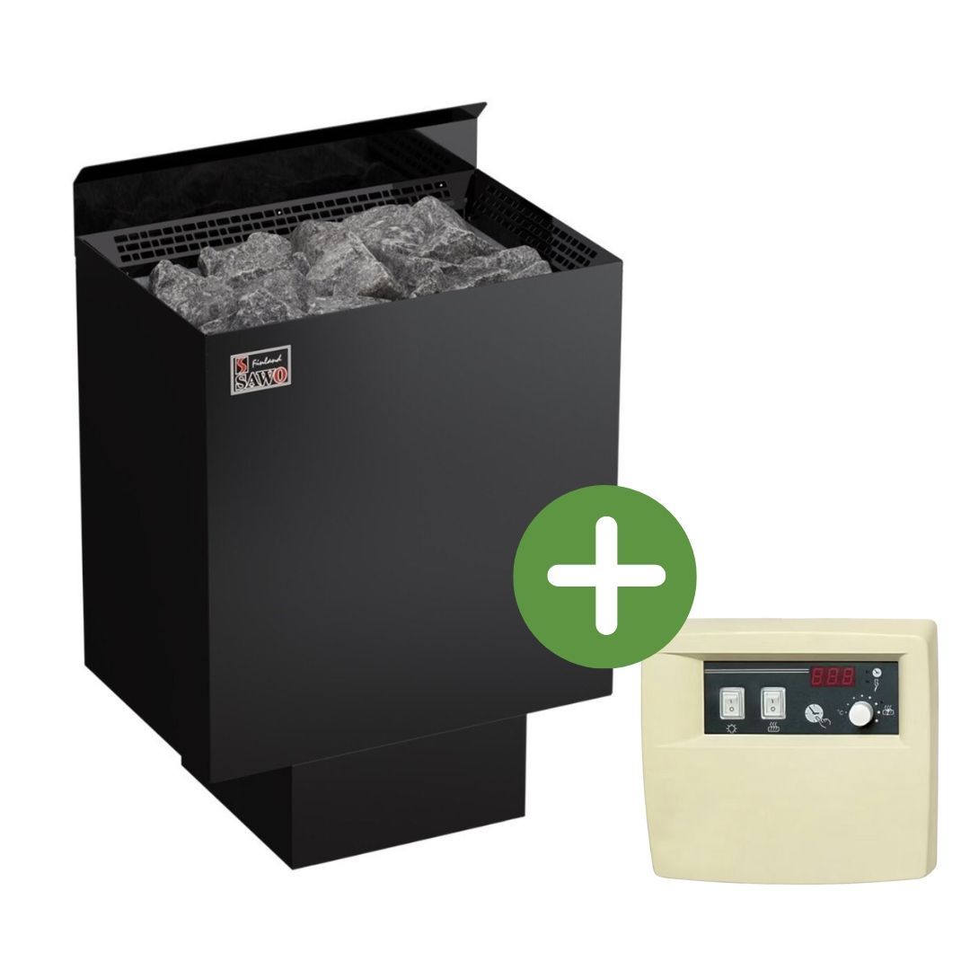 Foto van Sawo Nordex saunakachel 6 kW zwart + Harvia C90 saunabesturing (C090400)