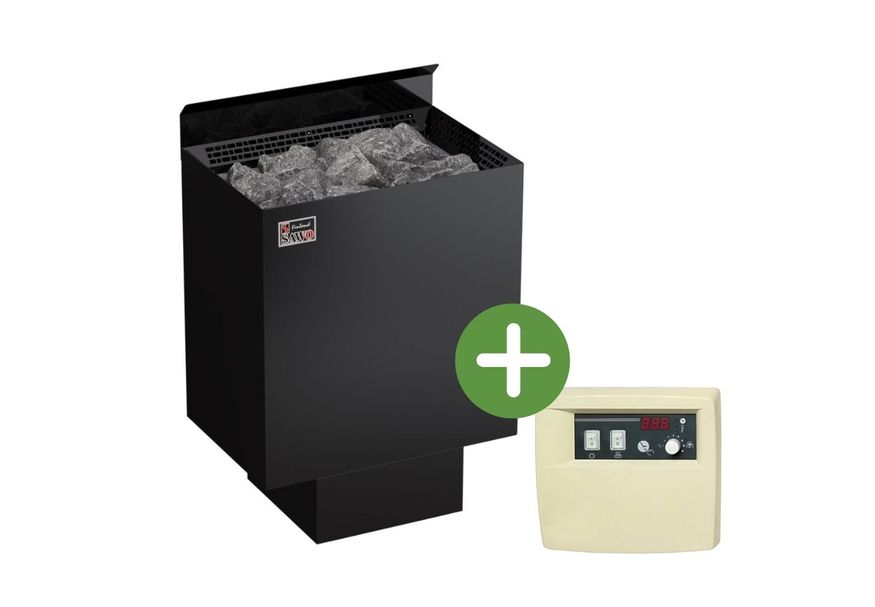 Sawo Nordex saunakachel 6 kW zwart + Harvia C90 saunabesturing (C090400) Foto van Sawo Nordex saunakachel 6 kW zwart + Harvia C90 saunabesturing (C090400)