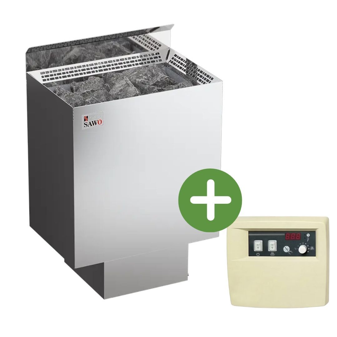 Foto van Sawo Nordex saunakachel 6 kW RVS + Harvia C90 saunabesturing (C090400)