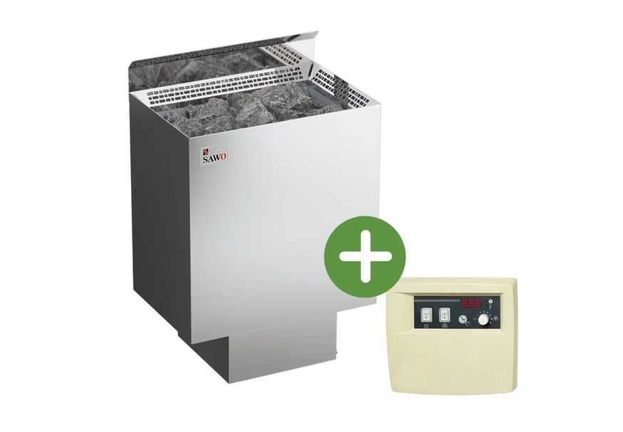 Sawo Nordex saunakachel 9 kW RVS + Harvia C90 saunabesturing (C090400) Foto van Sawo Nordex saunakachel 9 kW RVS + Harvia C90 saunabesturing (C090400)