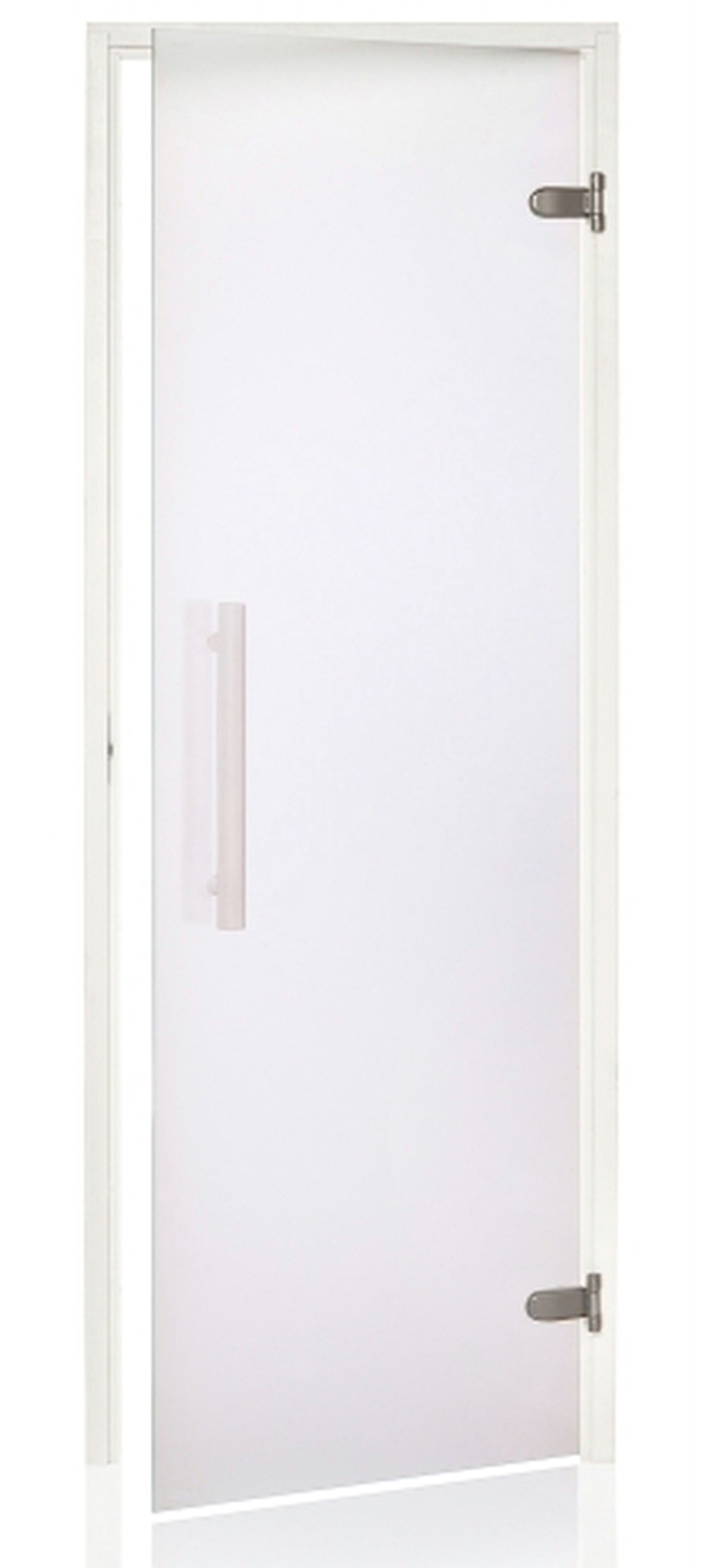 Foto der Hot Orange Saunatür White 70x190 cm klar 8 mm Espe