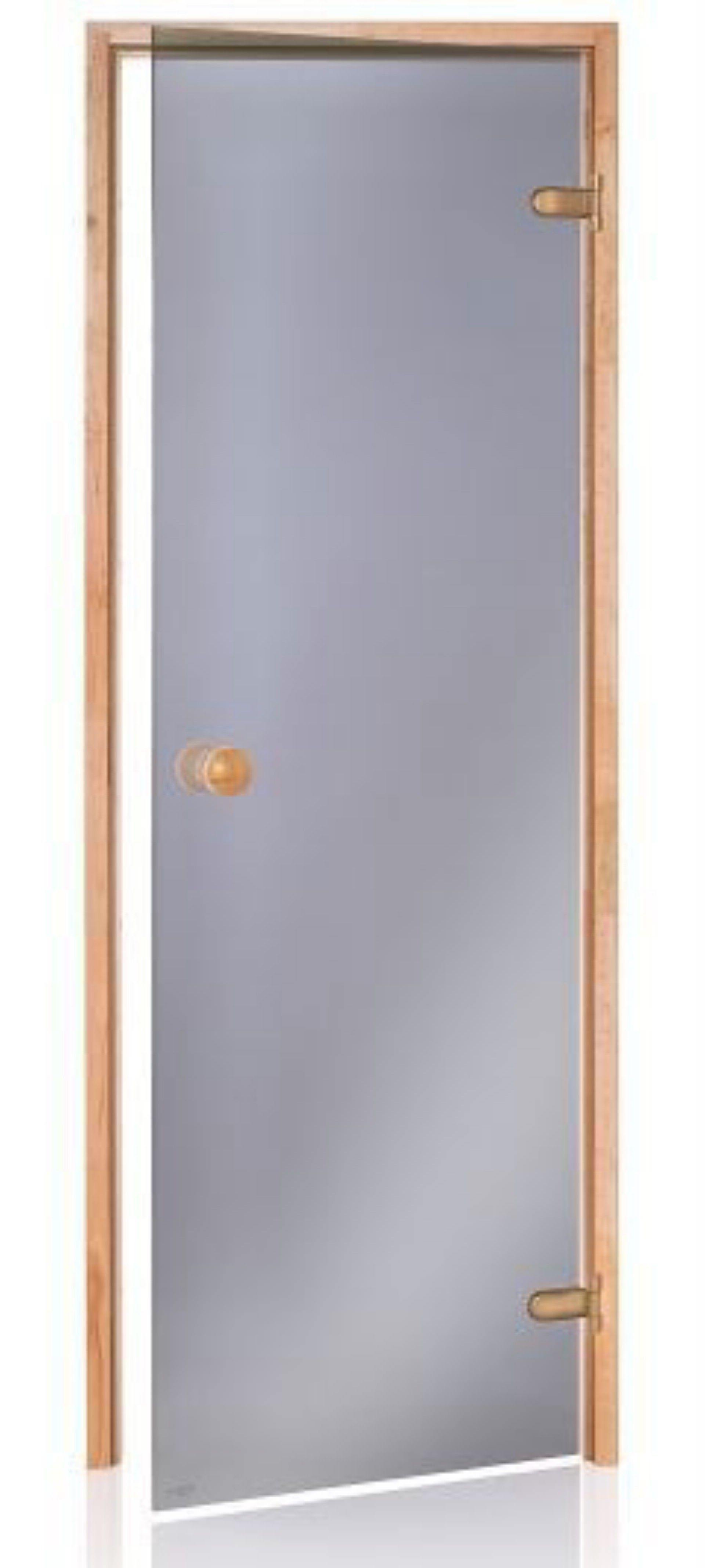 Foto van Hot Orange Saunadeur Scan - helder grijs glas