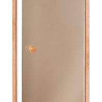 Foto van Hot Orange Saunadeur Scan - mat brons glas