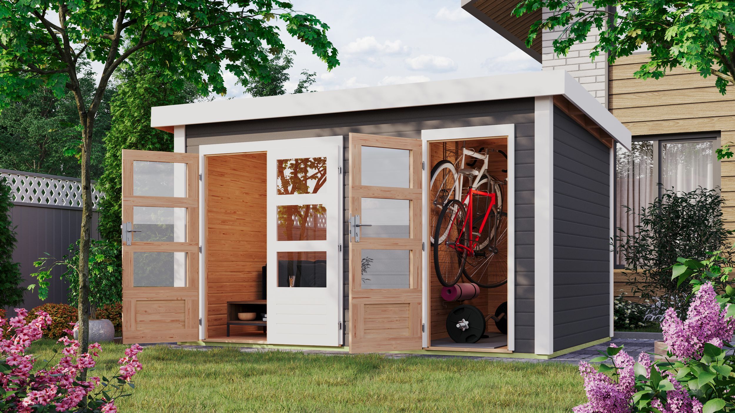 Foto van Karibu 91879 Schönbuch 1 tuinhuis - terragrijs