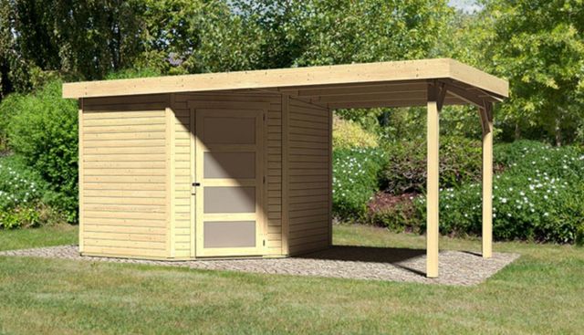Foto der Karibu 77746 Schwandorf 5 Gartenhaus mit Seitenmarkise