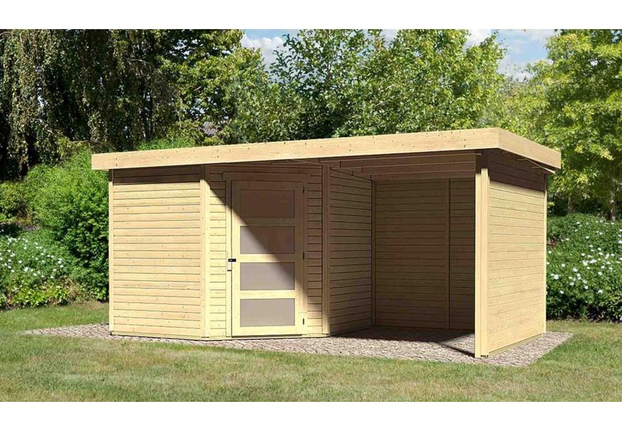 Karibu Schwandorf 5 tuinhuis met overkapping 240 cm - zij en achterwand (77748) Foto van Karibu Schwandorf 5 tuinhuis met overkapping 240 cm - zij en achterwand (77748)