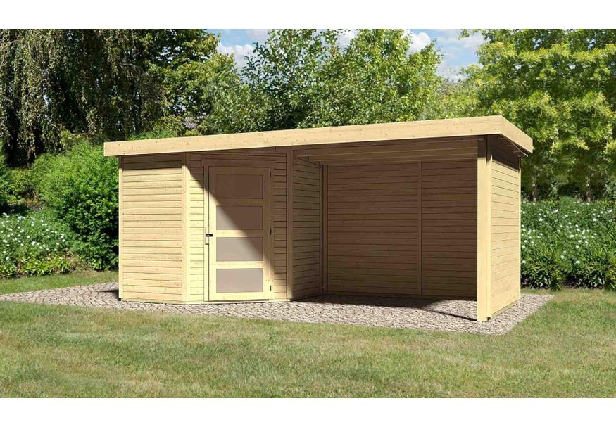 Karibu Schwandorf 3 tuinhuis met overkapping 280 cm - zij en achterwand (77744) Foto van Karibu Schwandorf 3 tuinhuis met overkapping 280 cm - zij en achterwand (77744)