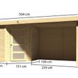 Foto van Karibu Schwandorf 3 tuinhuis met overkapping 280 cm - zij en achterwand (77744)