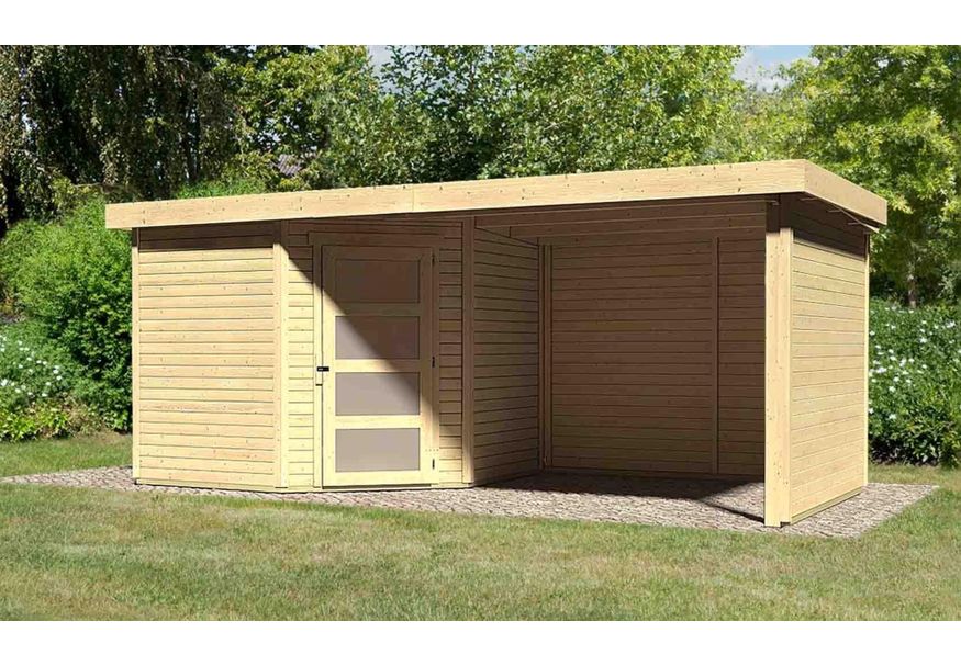 Karibu Schwandorf 5 tuinhuis met overkapping 280 cm - zij en achterwand (77752) Foto van Karibu Schwandorf 5 tuinhuis met overkapping 280 cm - zij en achterwand (77752)
