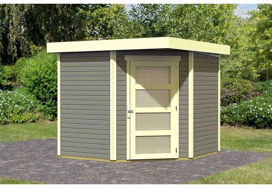 Karibu Schwandorf 5 tuinhuis - terragrijs (73471) Foto van Karibu Schwandorf 5 tuinhuis - terragrijs (73471)