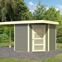 Foto der Karibu 77747 Schwandorf 5 Gartenhaus mit Seitenmarkise - Gestrichen