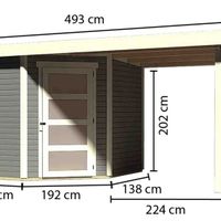Foto der Karibu 77747 Schwandorf 5 Gartenhaus mit Seitenmarkise - Gestrichen