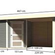 Foto van Karibu Schwandorf 3 tuinhuis met overkapping 240 cm - zij en achterwand - terragrijs (77741)