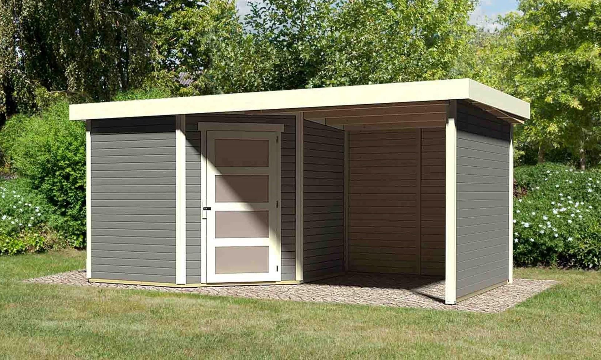 Foto der Karibu 77749 Schwandorf 5 Gartenhaus Mit Veranda - Gestrichen