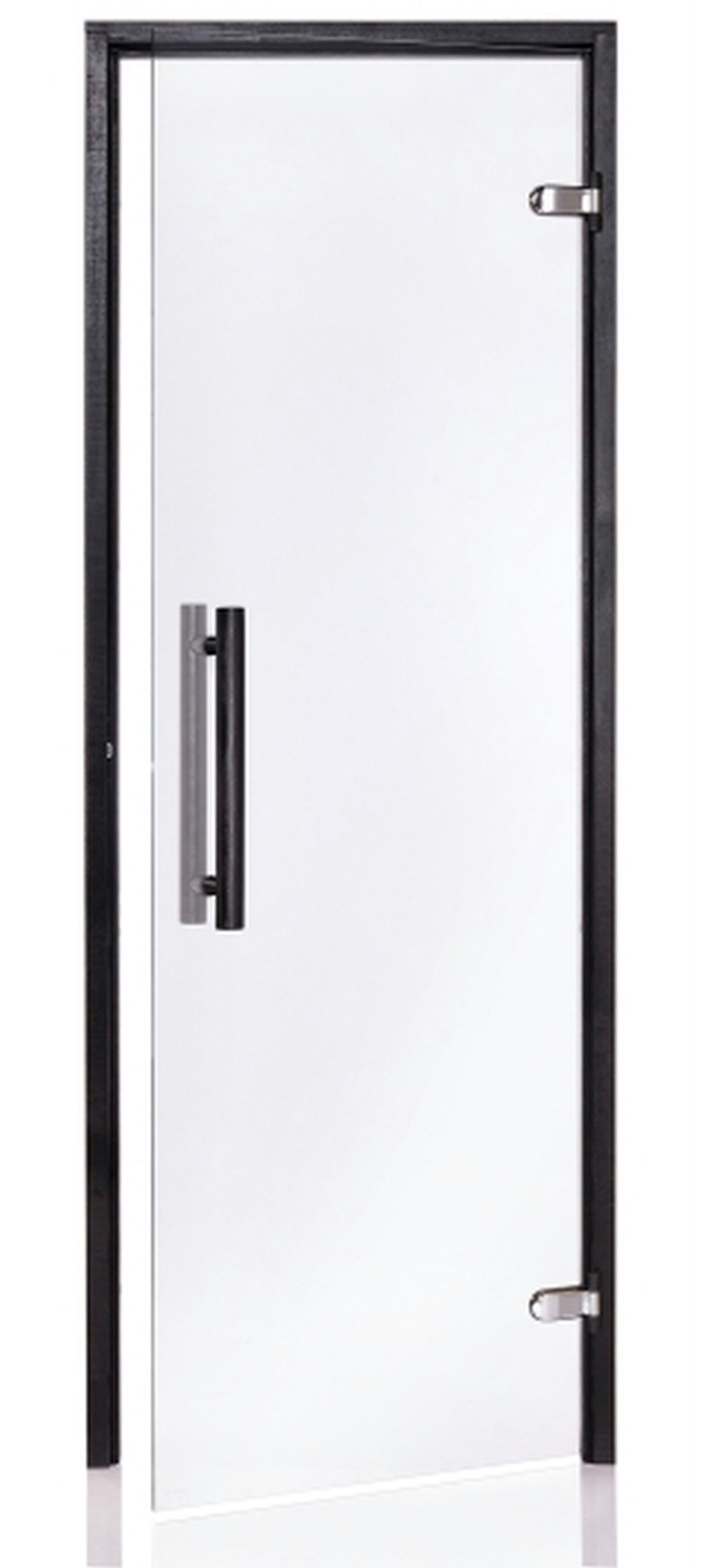 Foto van Hot Orange Saunadeur Black - helder blank glas