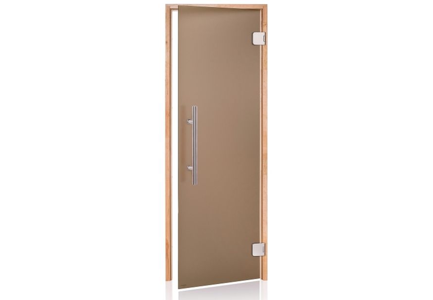 Hot Orange Saunadeur Premium 70x190 cm, mat brons 8 mm elzen Foto van Hot Orange Saunadeur Premium 70x190 cm, mat brons 8 mm elzen