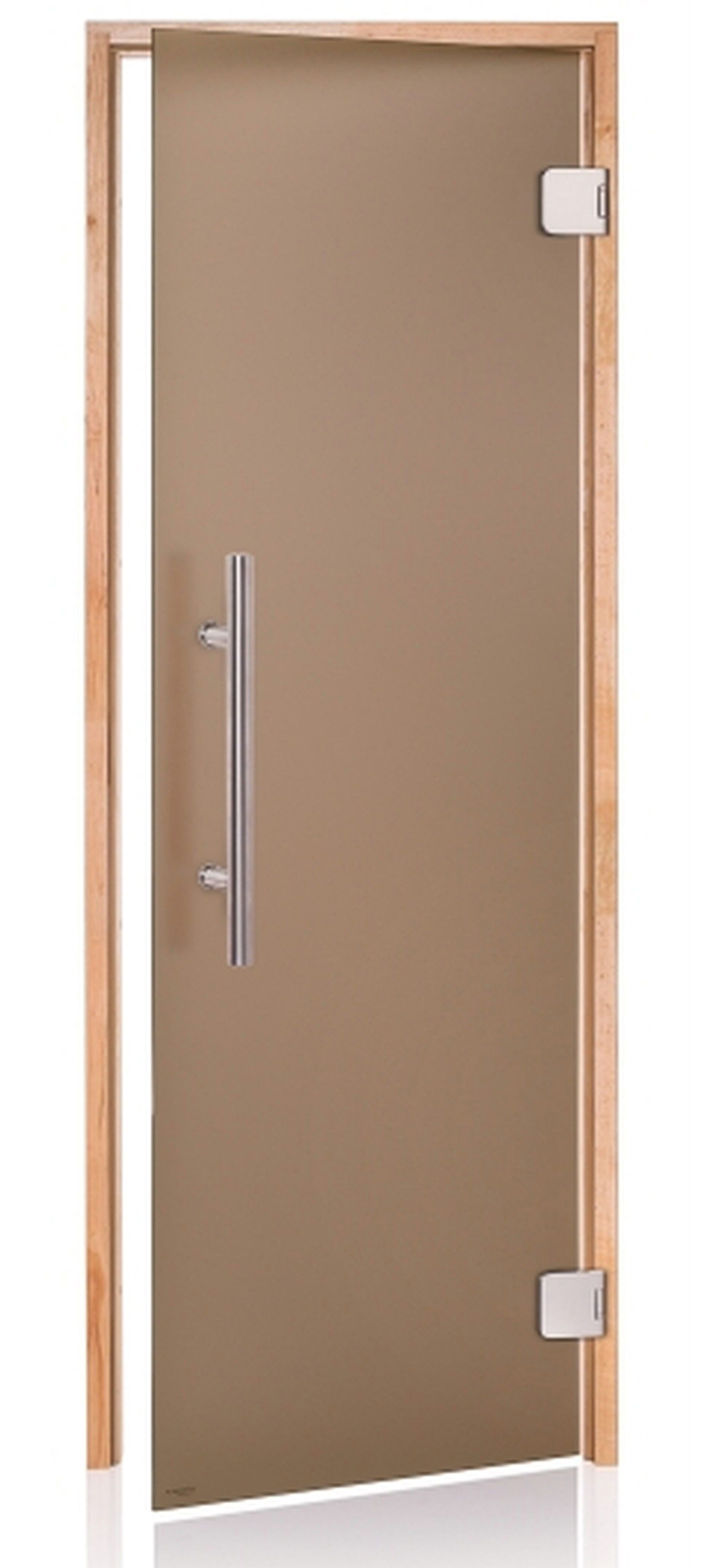 Foto der Hot Orange Saunatür Premium 80x200 cm matt bronze 8 mm Erle