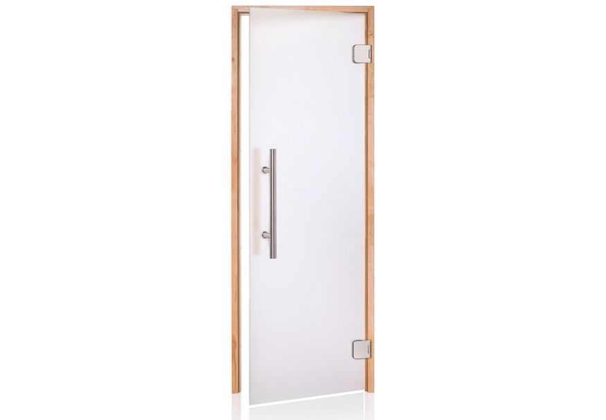 Hot Orange Saunadeur Premium 70x200 cm, melkglas 8 mm elzen Foto van Hot Orange Saunadeur Premium 70x200 cm, melkglas 8 mm elzen