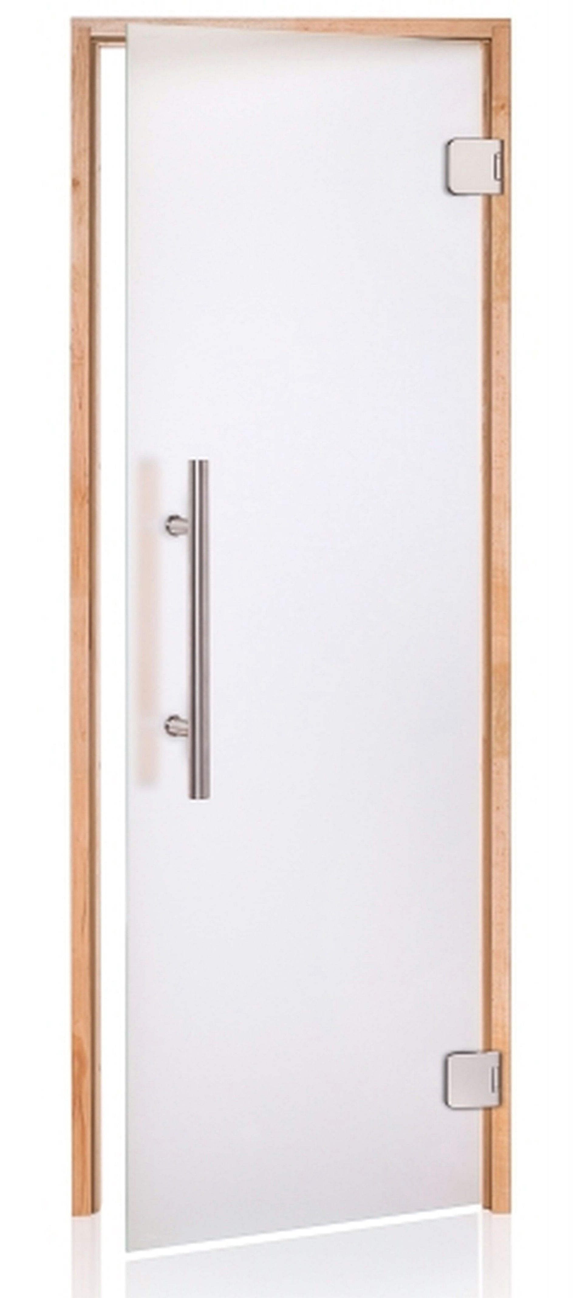 Foto der Hot Orange Saunatür Premium 80x210 cm Milchglas 8 mm Erle