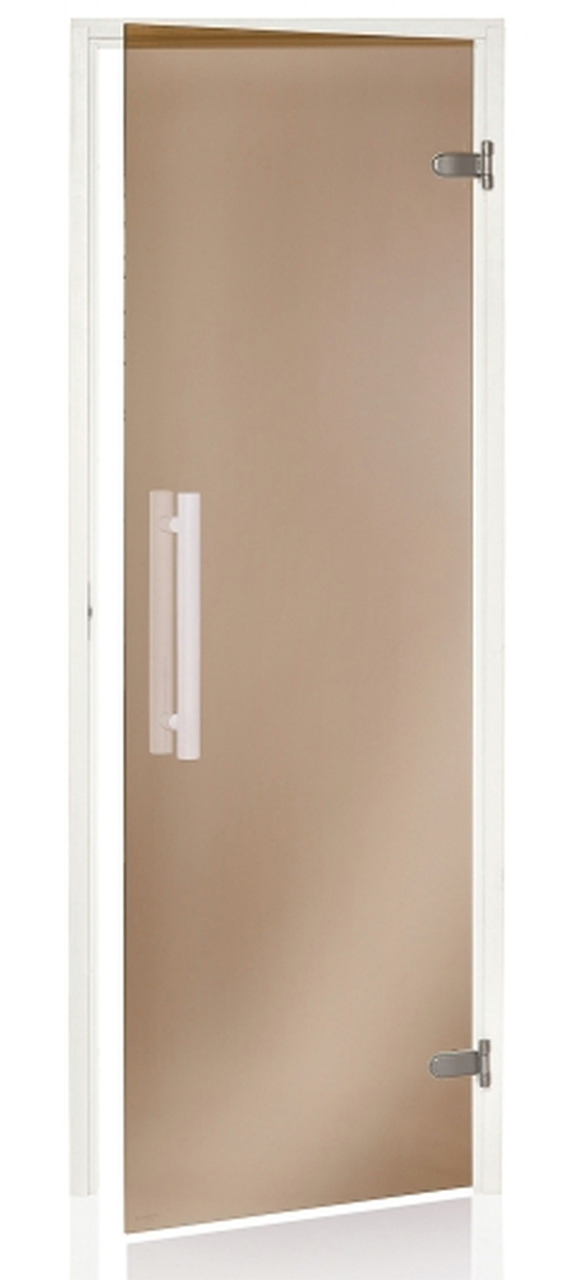 Foto der Hot Orange Saunatür White 80x190 cm bronze 8 mm Espe