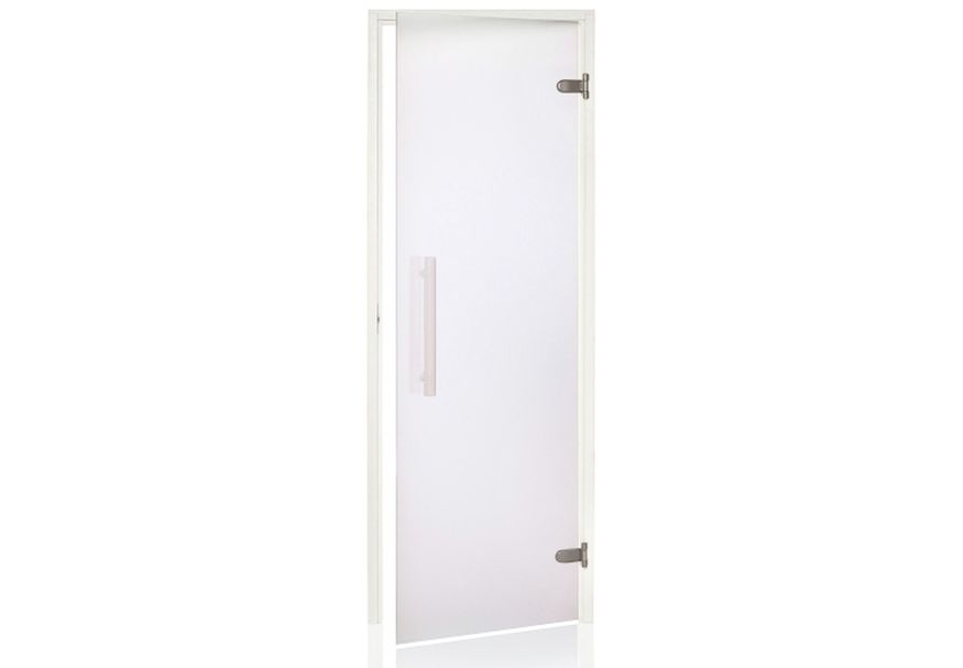 Hot Orange Saunadeur White 70x200 cm, melkglas 8 mm espen Foto van Hot Orange Saunadeur White 70x200 cm, melkglas 8 mm espen