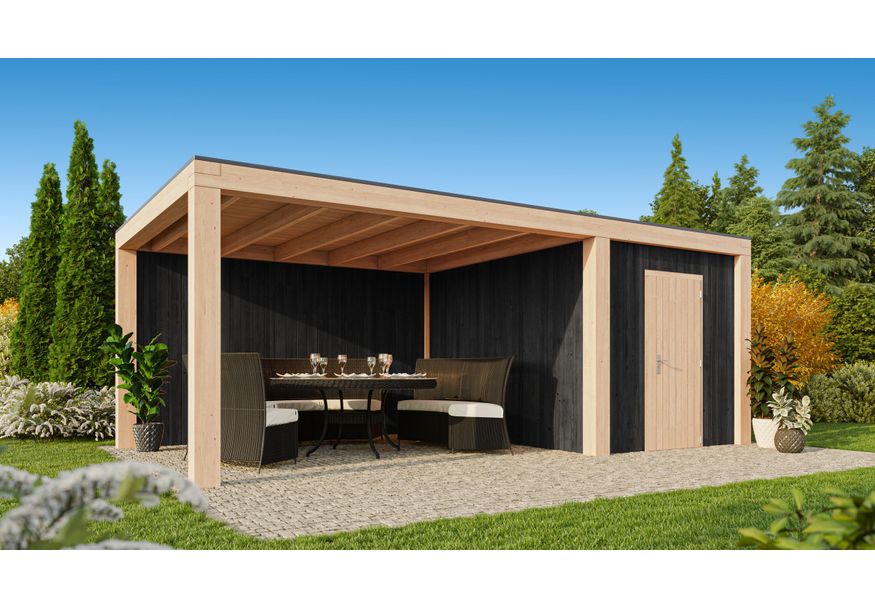 Kirk und Michaels Severus Nero Gartenahus mit Terrasse 600x300 cm Foto von Kirk und Michaels Severus Nero Gartenahus mit Terrasse 600x300 cm