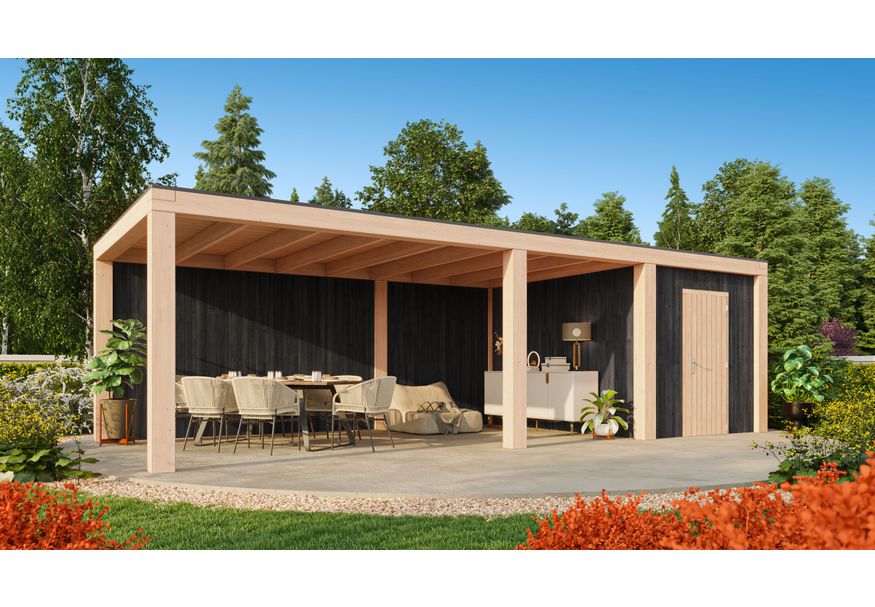 Kirk und Michaels Severus Nero Gartenahus mit Terrasse 750x400 cm Foto von Kirk und Michaels Severus Nero Gartenahus mit Terrasse 750x400 cm