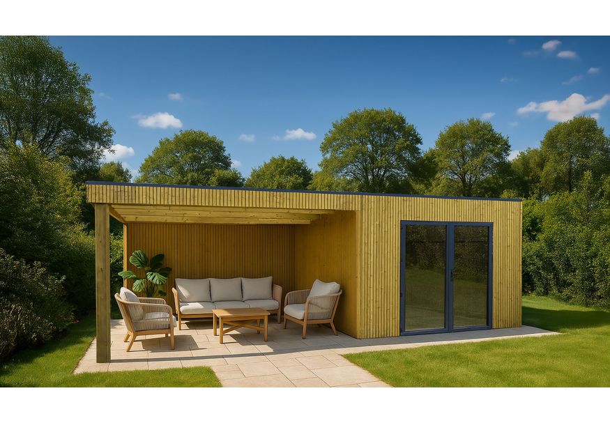 Foto van Solid tuinhuis met overkapping Benedita (S8701-1) - Hogedruk geïmpregneerd