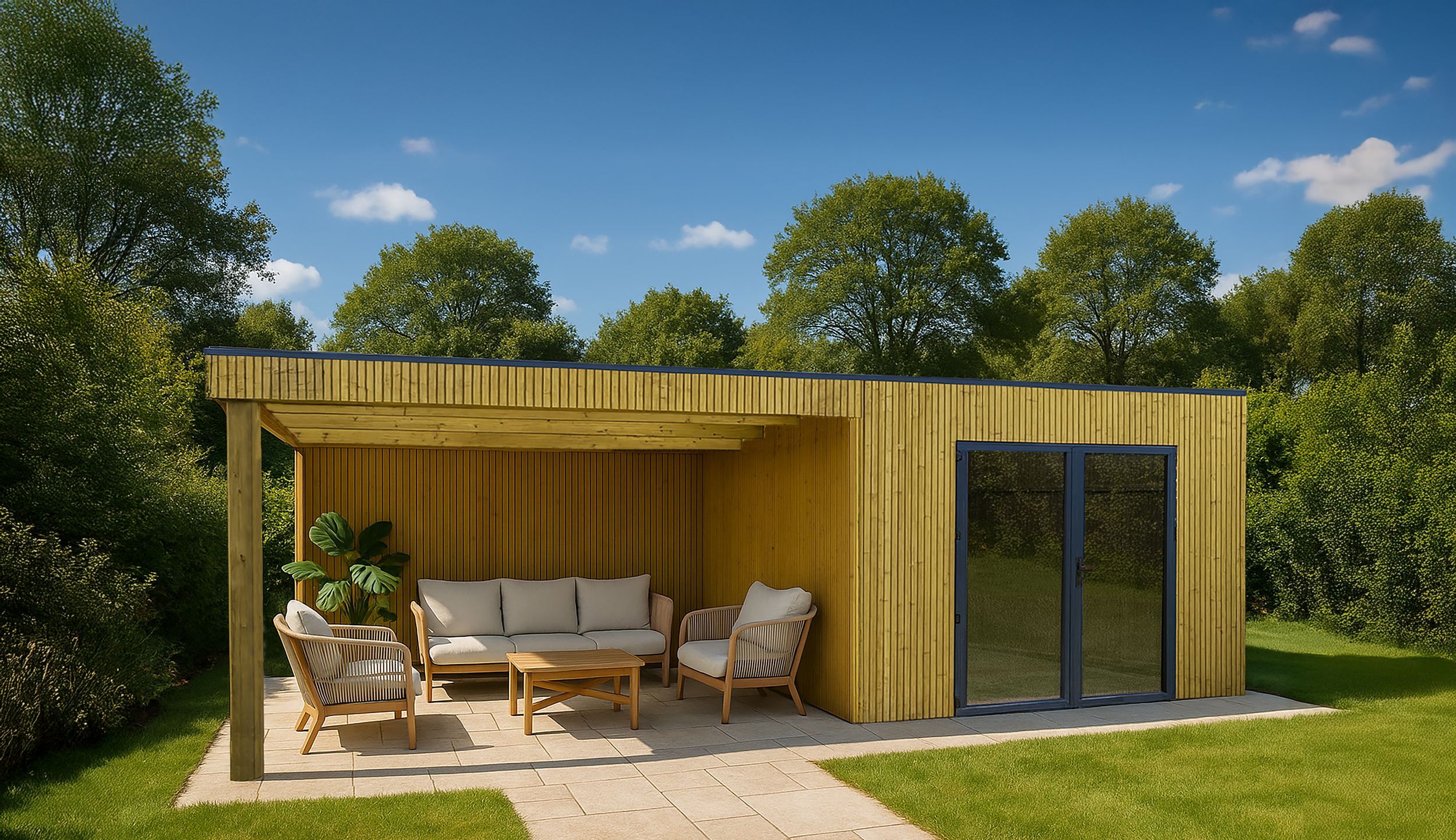 Foto van Solid tuinhuis met overkapping Benedita - Hogedruk geïmpregneerd