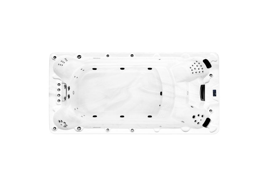 Royal Blue Swim Spa Ibiza Silver Marble Omkasting Grijs Foto van Royal Blue Swim Spa Ibiza Silver Marble Omkasting Grijs