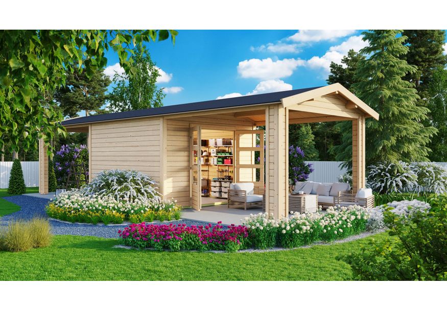 Foto van Karibu tuinhuis met dubbele overkapping Theres 7 (31460)