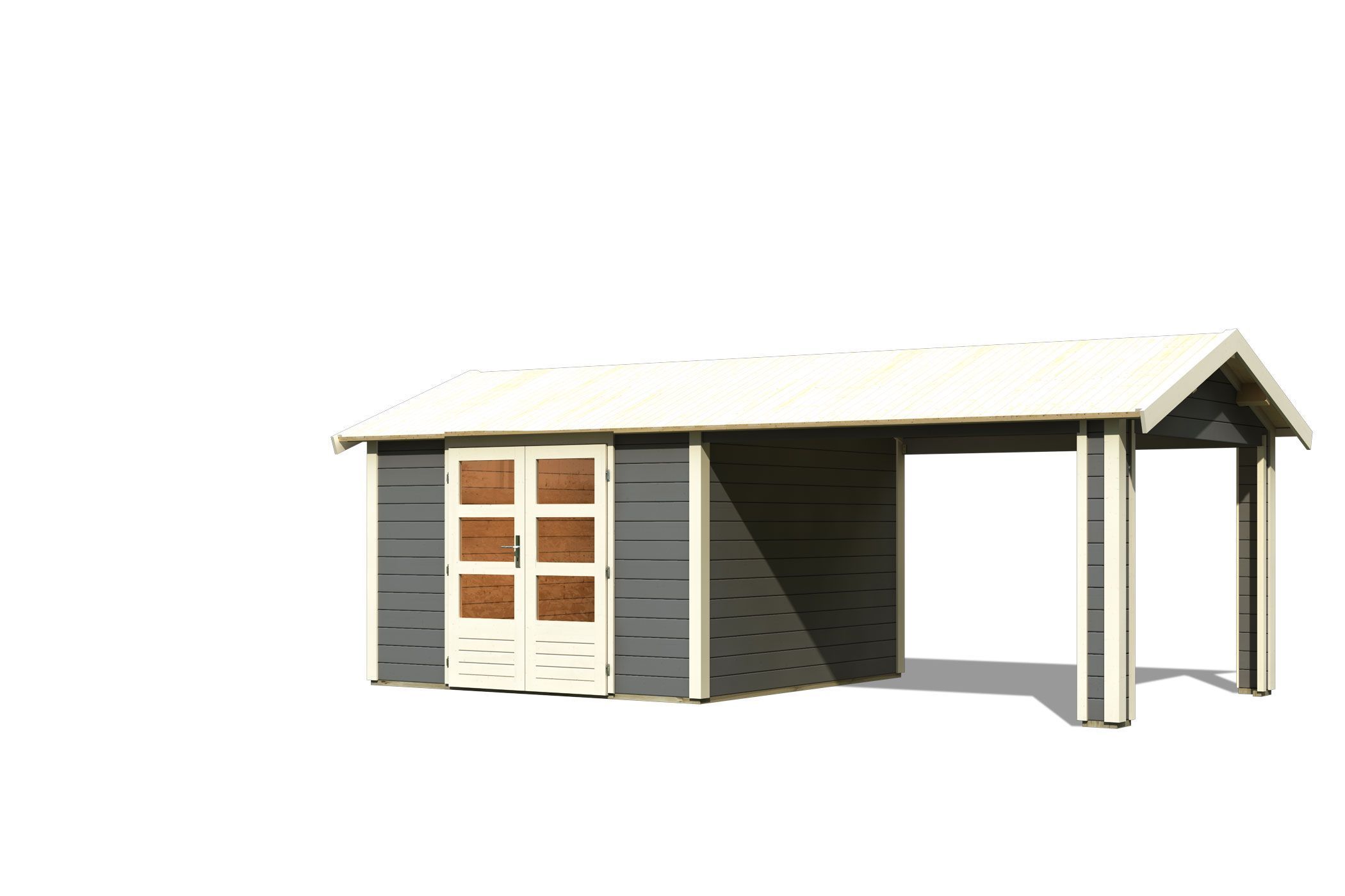 Foto van Karibu 31455 tuinhuis met overkapping Theres 7 - terragrijs