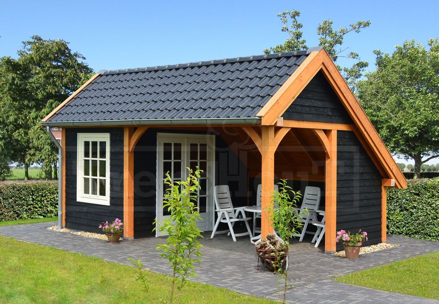 Trendhout kapschuur de Hoeve XL rechts 590x440 cm Foto van Trendhout kapschuur de Hoeve XL rechts 590x440 cm