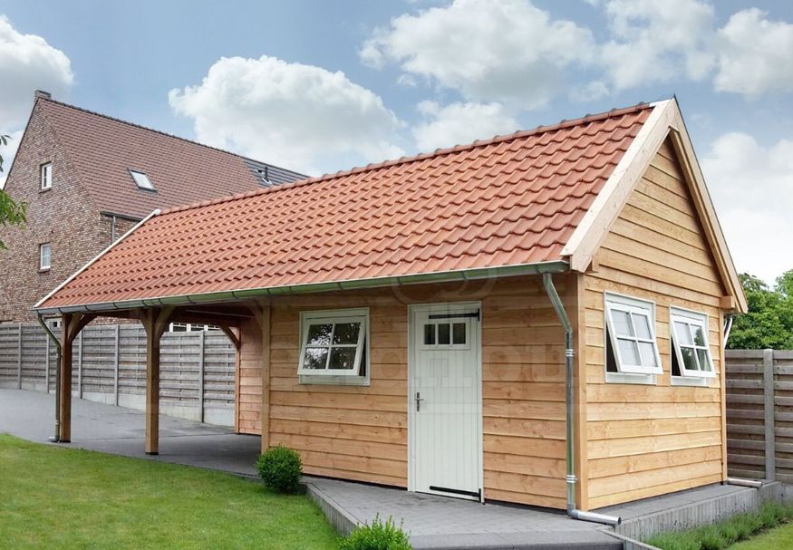 Trendhout buitenverblijf Zadeldak XXL 670x700 cm Foto van Trendhout buitenverblijf Zadeldak XXL 670x700 cm